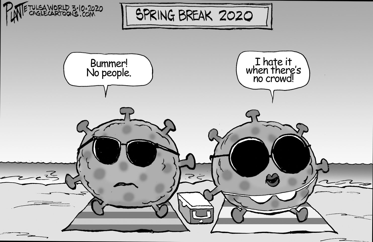 Bruce Plante Cartoon: Corona Virus Spring Break